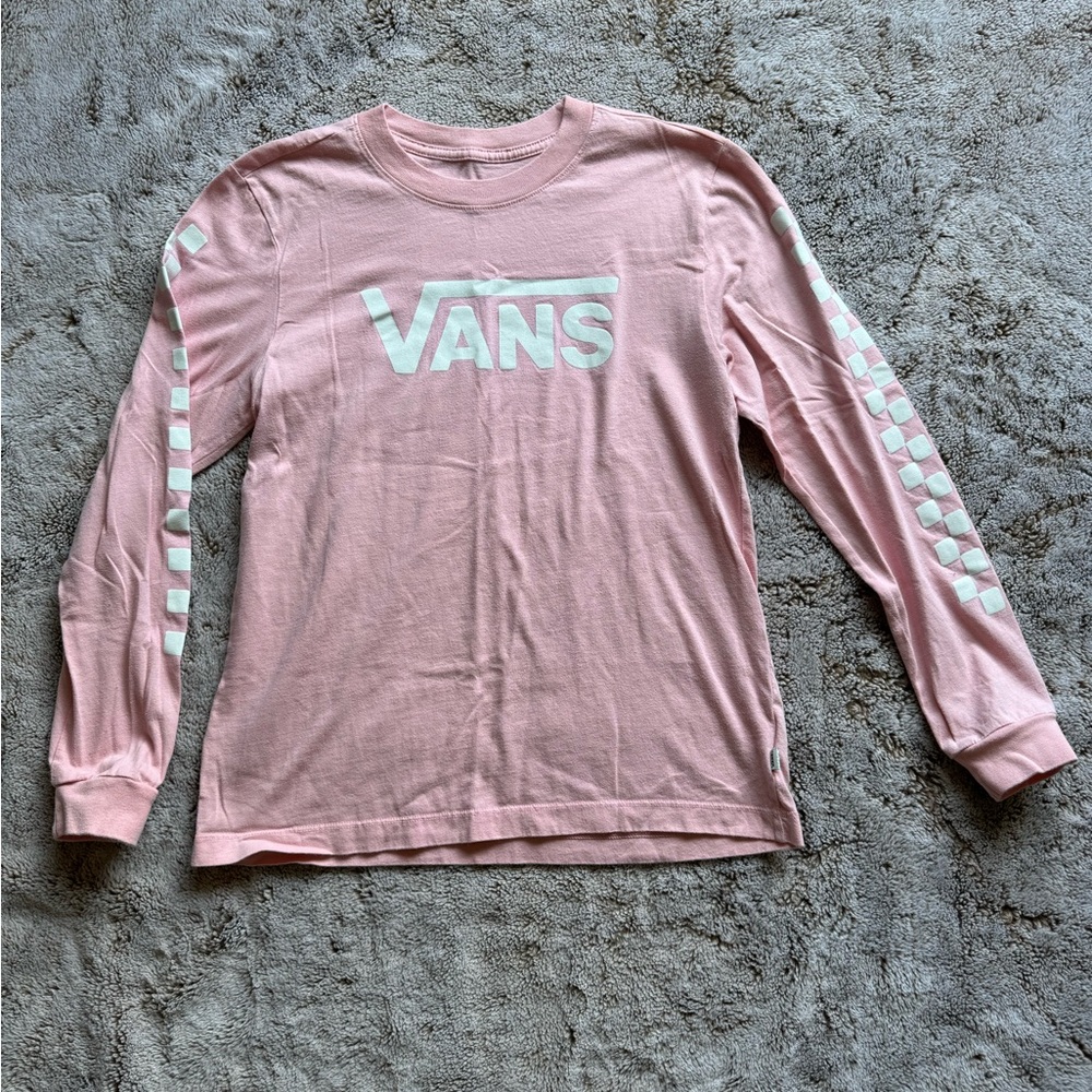 Vans Pink Long Sleeve Shirt with White Logo